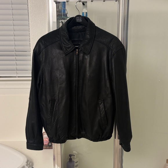 Kenneth Cole | Jackets & Coats | Perry Ellis Black Leather Bomber ...